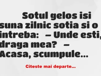 Banc: 
                    Sotul gelos isi suna zilnic sotia si o…