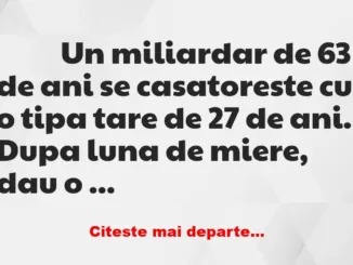 Banc: 
                    Un miliardar de 63 de ani se casatoreste cu o…