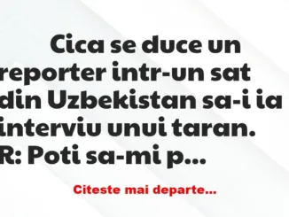 Banc: 
                    Cica se duce un reporter intr-un sat din…