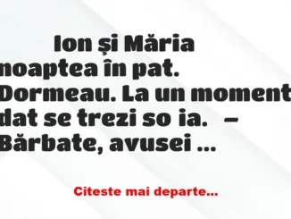 Banc: 
                    Ion şi Măria noaptea în pat. Dormeau. La un…