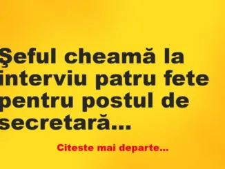 Banc: Şeful cheamă la interviu 4 fete pentru postul de secretară. Le pune o…
