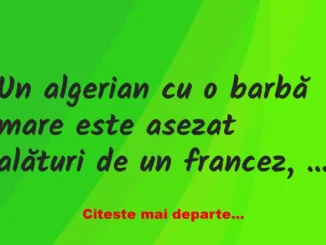 Banc: Un algerian cu o barbă mare este asezat alături de un francez, într-un…