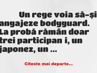 Banc: 
                    Un rege voia să-şi angajeze bodyguard. La probă…