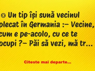 Banc: Un tip își sună vecinul plecat în Germania –
