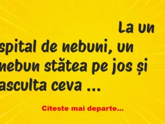 Banc: La un spital de nebuni, un nebun stătea pe jos și asculta ceva cu…