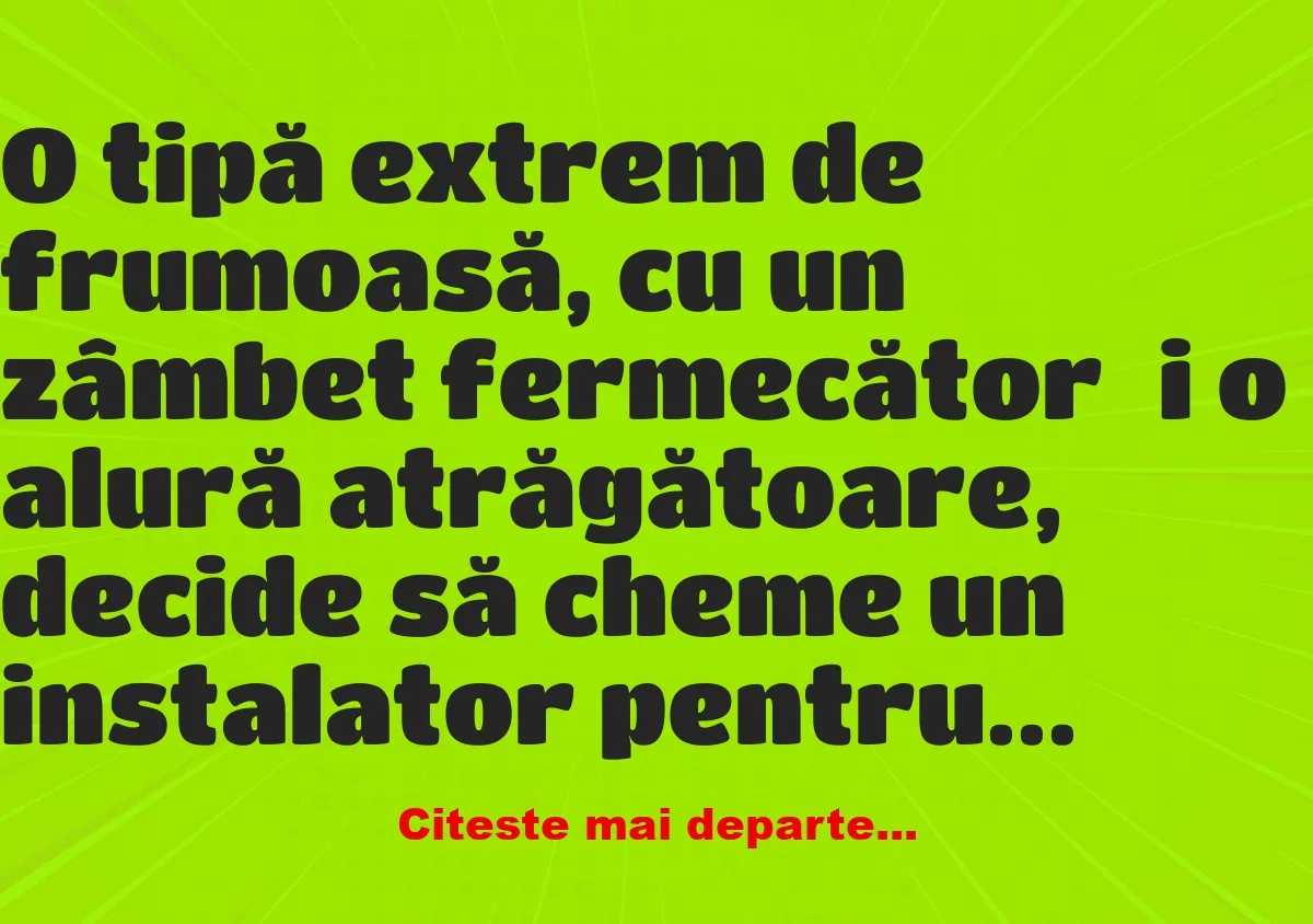 Banc: O tipă extrem de frumoasă, cu un zâmbet fermecător și o alură… Banc: O tipă extrem de frumoasă, cu un zâmbet fermecător și o alură…