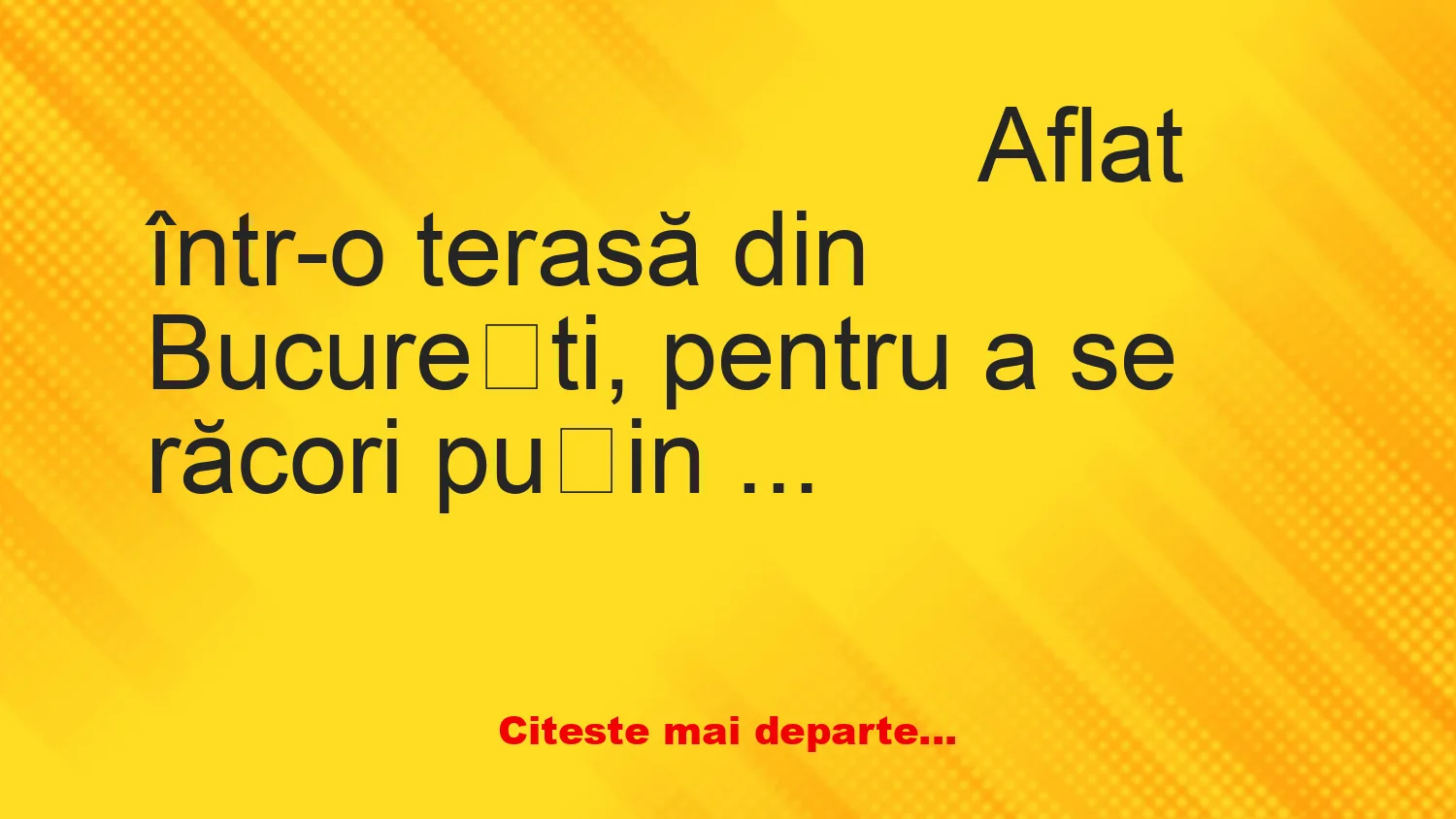 Banc: Bulă stă la o bere pe terasă Banc: Bulă stă la o bere pe terasă