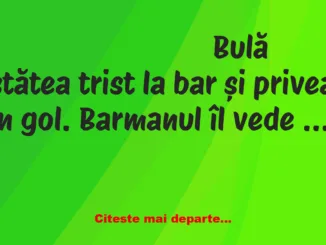 Banc: Bulă stătea trist la bar și privea în gol