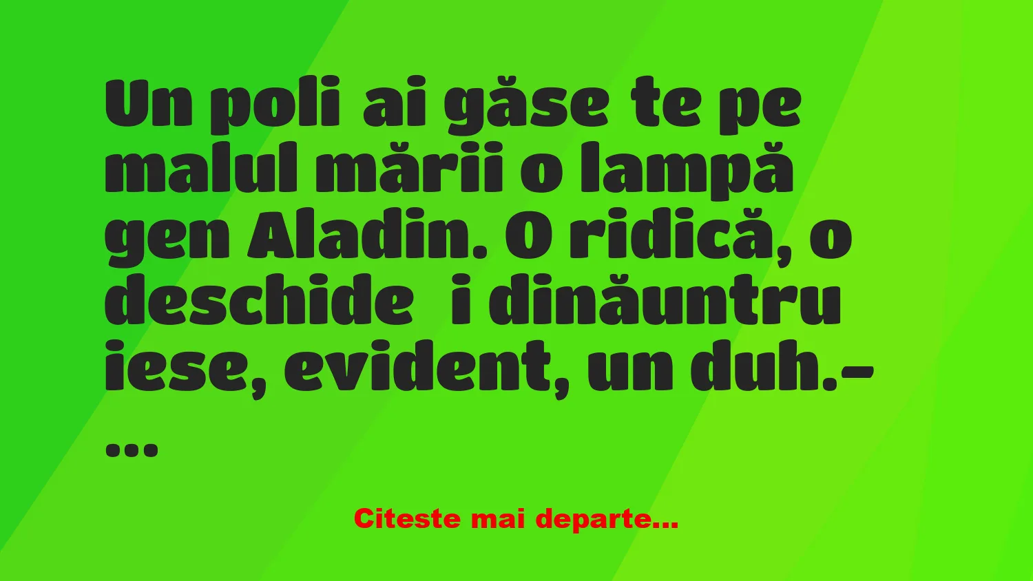 Banc: Ce vrea un polițist de la duhul unei lămpi