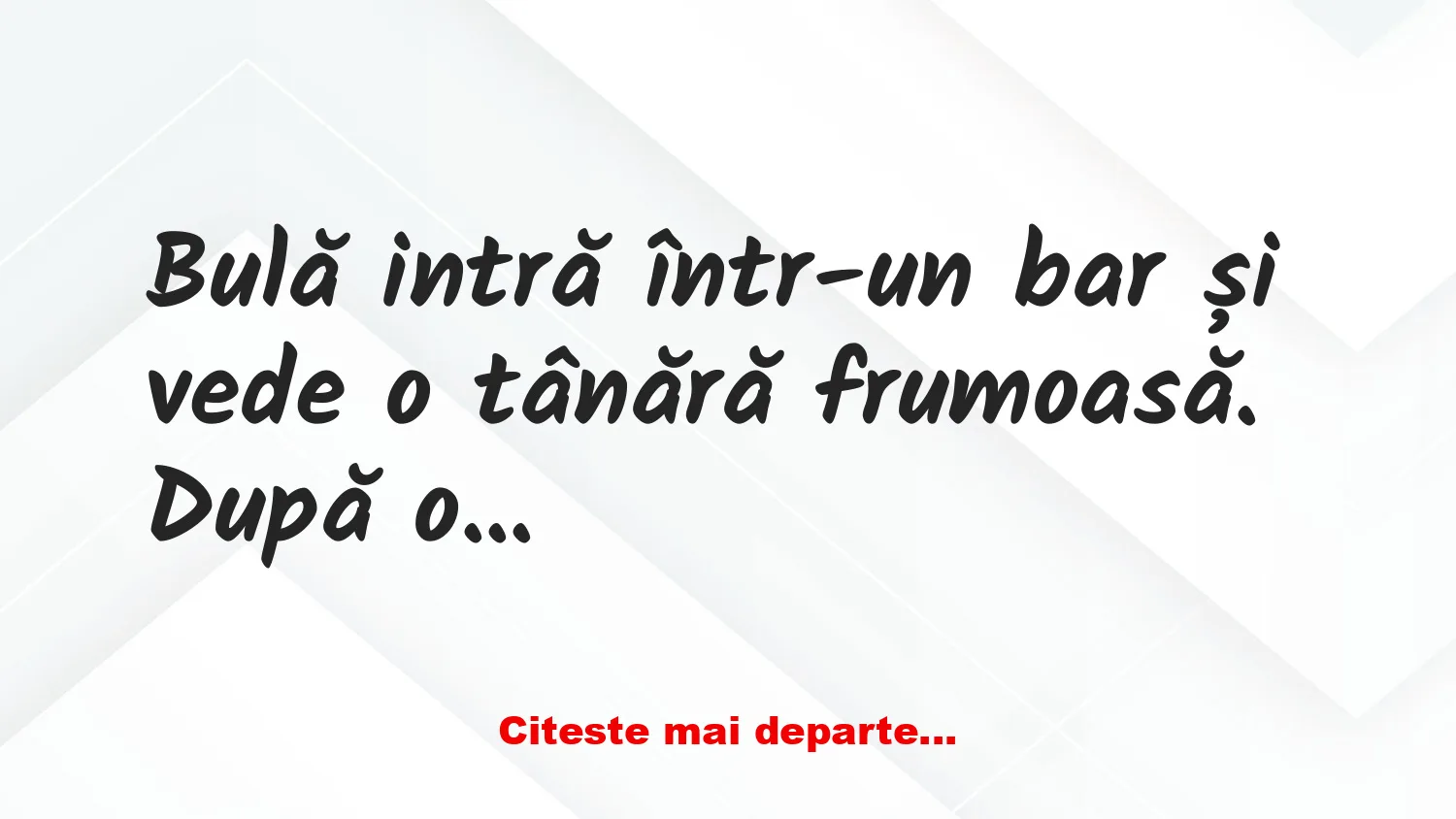 Banc: – Mă numesc Bulă. Stăm puțin de vorbă?