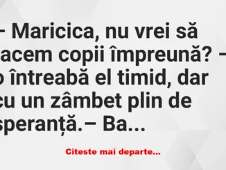 Banc: Maricica, nu vrei să facem copii împreună? –