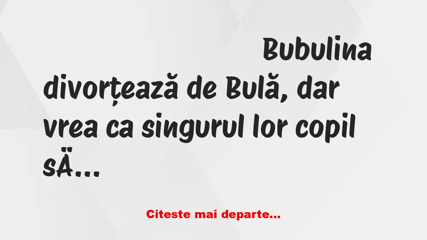 Banc: Bulă vrea copilul, la divorţ