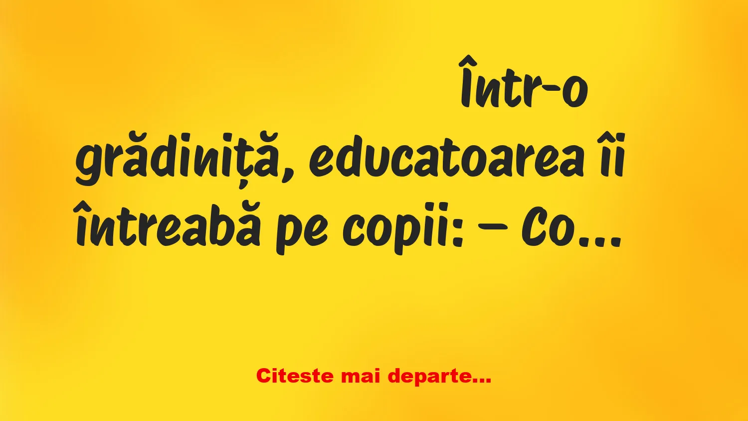 Banc: – Copii, știți de ce este important să ne spălăm pe mâini