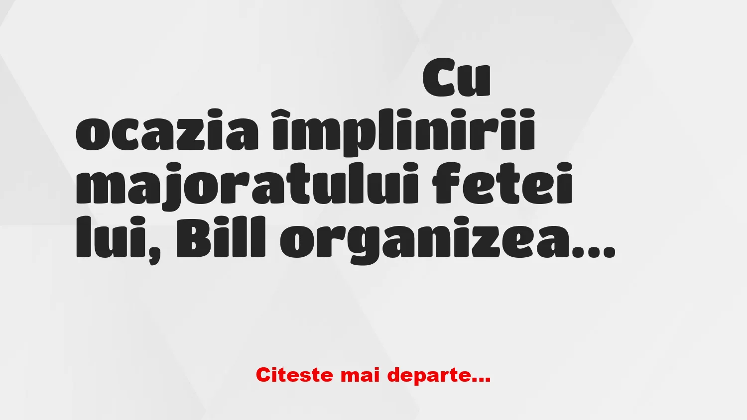 Banc: Bulă participă la o megapetrecere