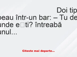 Banc: Doi tipi beau într-un bar și își pun întrebări