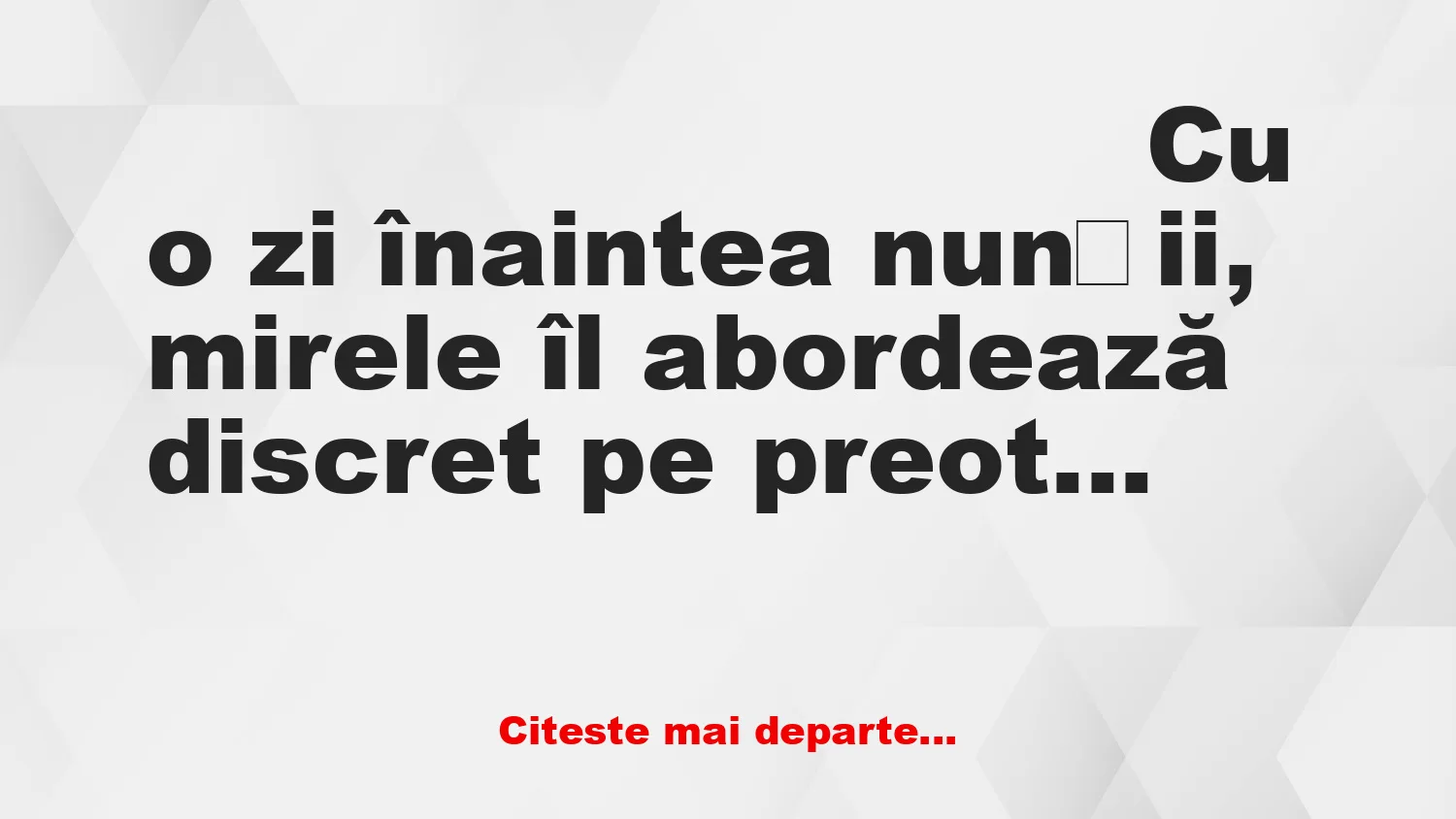 Banc: Mirele și preotul șpăgar