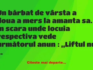 Banc: Un tip urcă pe scări la amantă