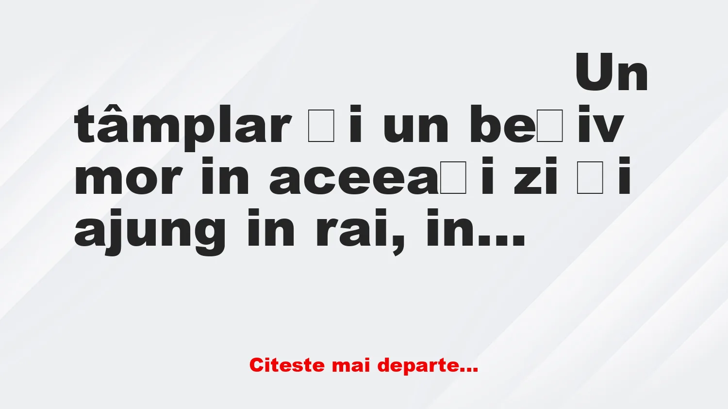 Banc: Un tâmplar și un bețiv ajung în fața lui Dumnezeu