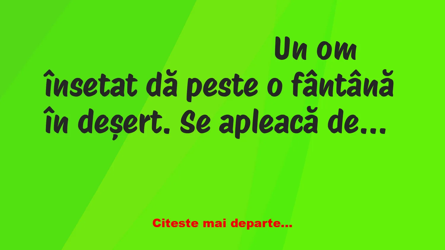 Banc: O fântână în deșert