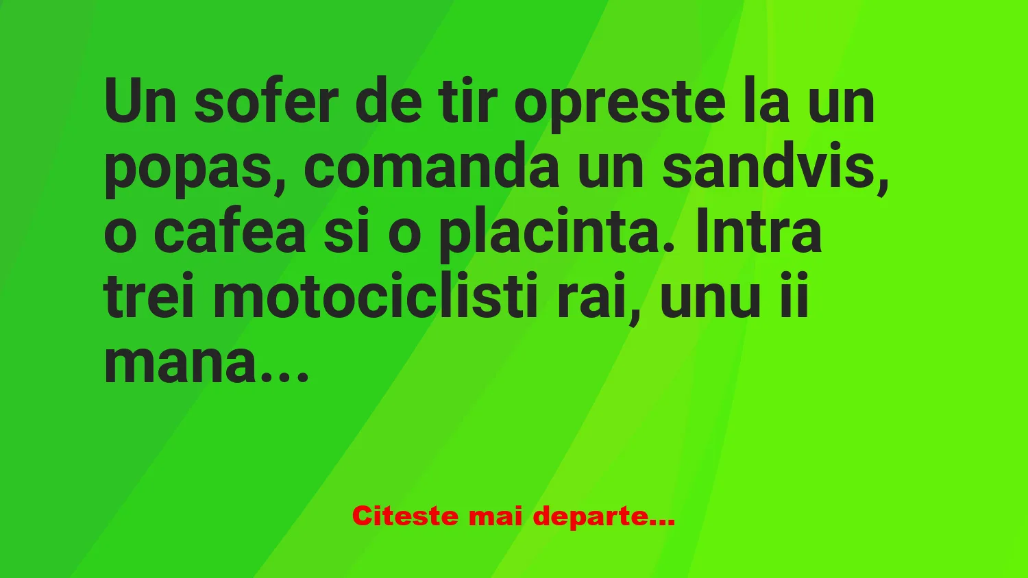 Banc: Un șofer de TIR face o pauză