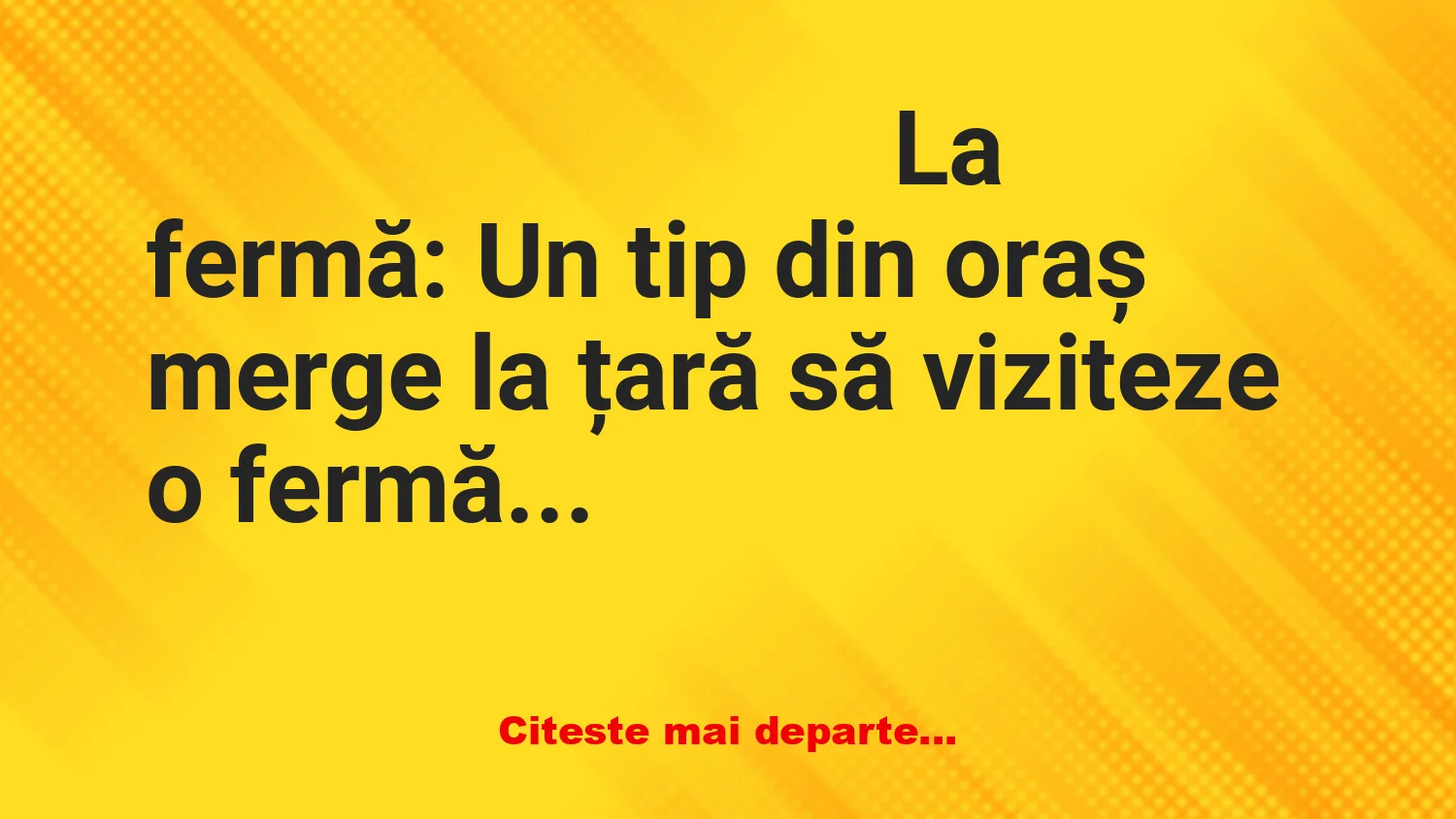 Banc: Un tip vede un cal ciudat, cu coadă lungă