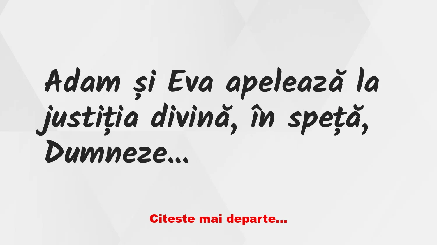 Banc: Eva trebuie să spele vasele