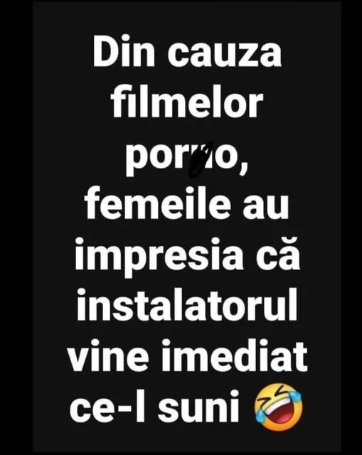 Din cauza filmelor porno, femeile au impresia că instalatorul vine imediat ce-l suni