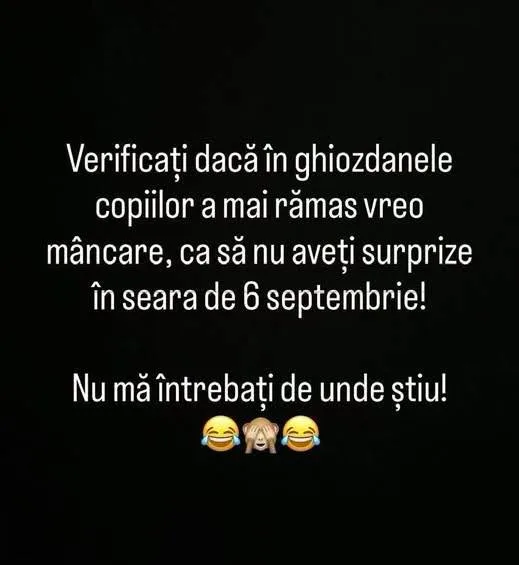 Verificați dacă în ghiozdanele copiilor a mai rămas vreo mâncare...