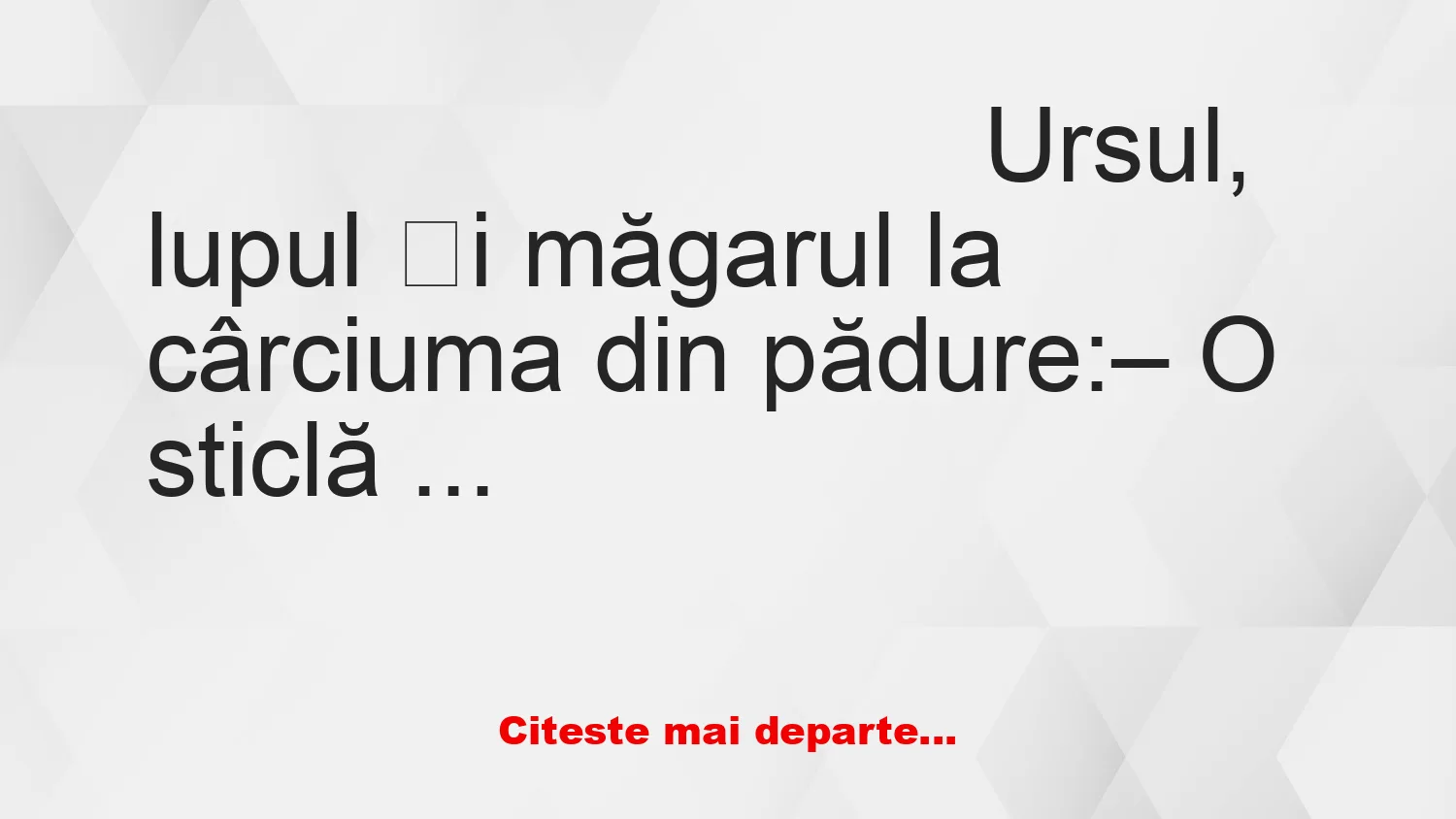 Banc: Ursul, lupul și măgarul la cârciuma