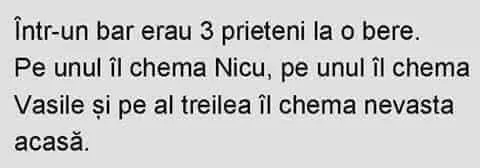Într-un bar erau 3 prieteni la o bere...