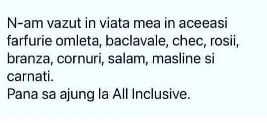 N-am vazut in viata mea in aceeasi farfurie omleta, baclavale, chec...