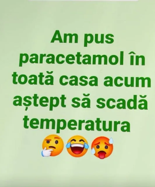 Am pus paracetamol în toată casa acum aștept să scadă temperatura