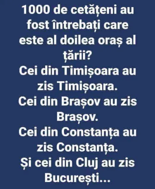 1000 de cetățeni au fost întrebați care este al doilea oraș al țării?
