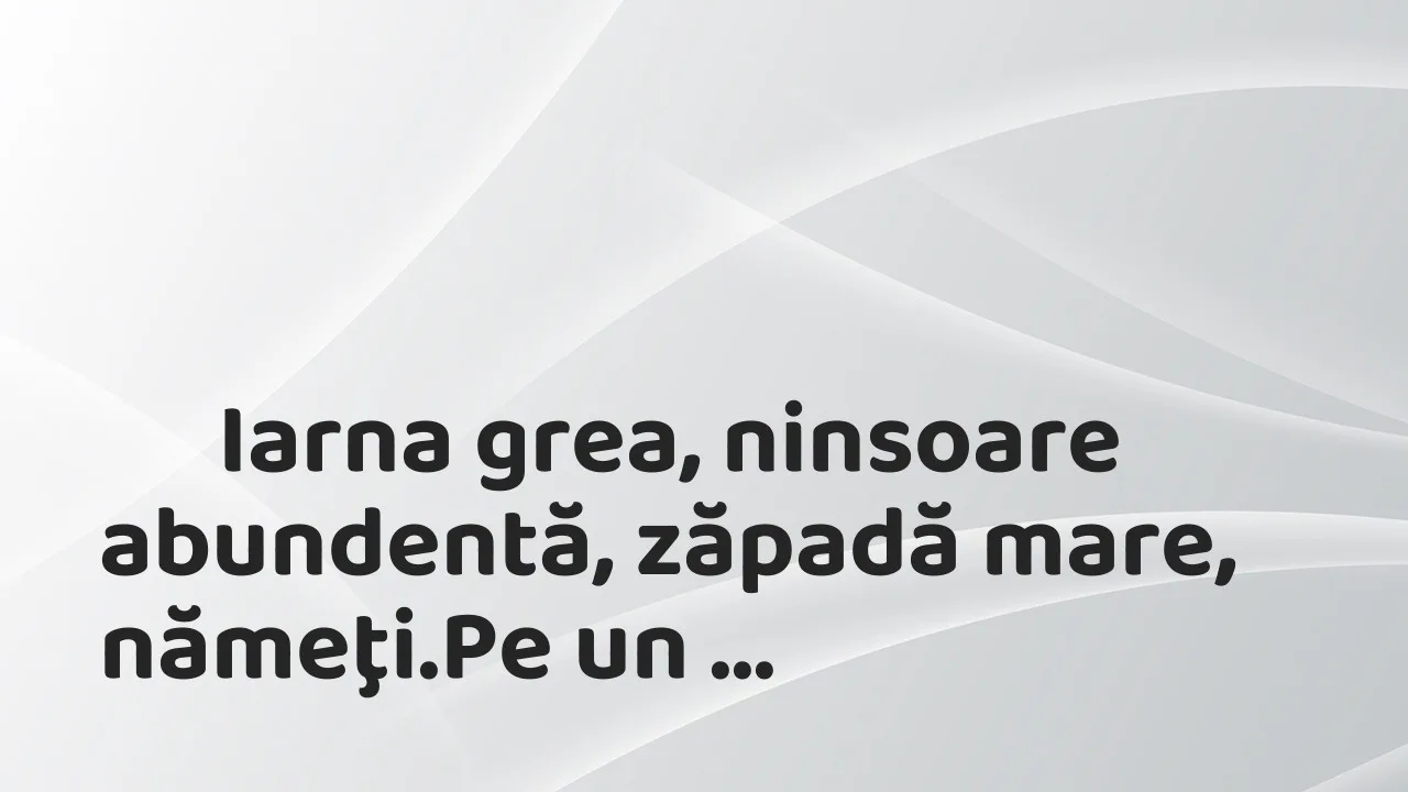 Banc: Iarna grea, ninsoare abundentă, zăpadă mare,