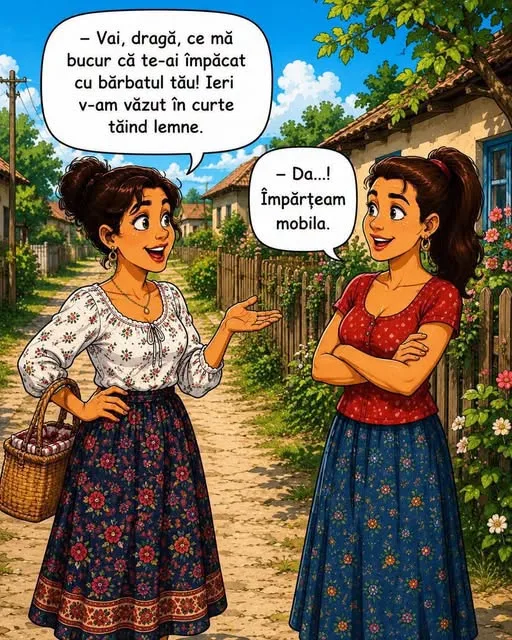 Vai, dragă, ce mă bucur că te-ai împăcat cu bărbatul tău!