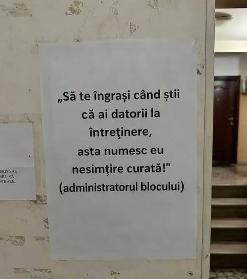 Să te îngrași când știi că ai datorii la întreținere...