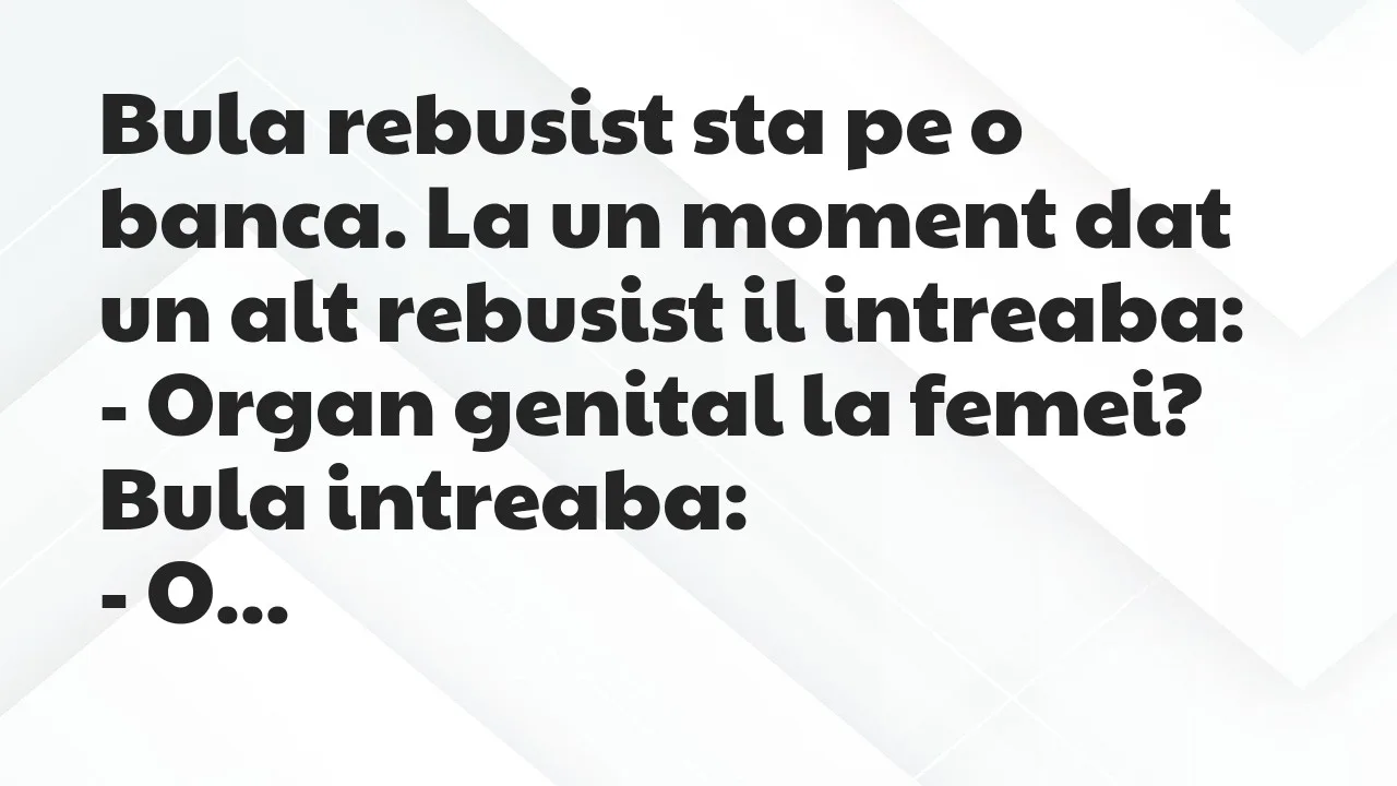 Banc: Bula rebusist sta pe o banca. La un moment dat un alt rebusist il…