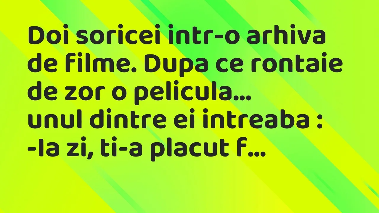 Banc: Doi soricei intr-o arhiva de filme. Dupa ce rontaie de zor o pelicula…