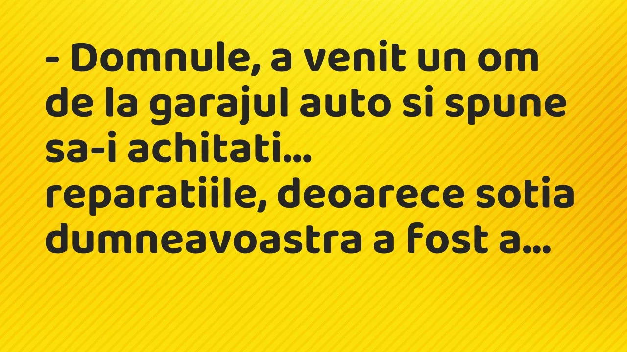 Banc: Domnule, a venit un om de la garajul auto si spune sa-i achitati…