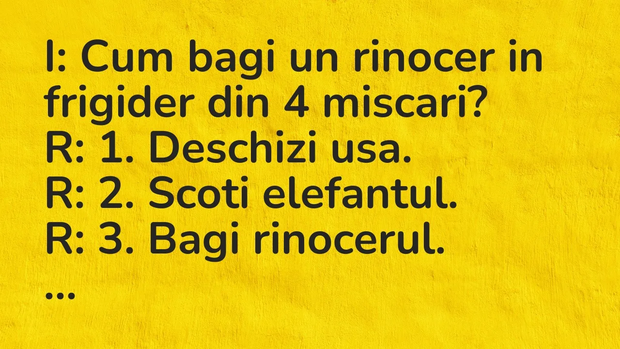 Banc: I: Cum bagi un rinocer in frigider din 4 miscari?