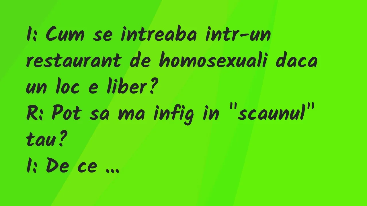 Banc: I: Cum se intreaba intr-un restaurant de homosexuali daca un loc e liber?