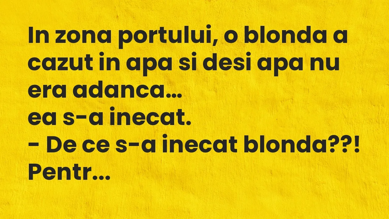 Banc: In zona portului, o blonda a cazut in apa si desi apa nu era adanca…