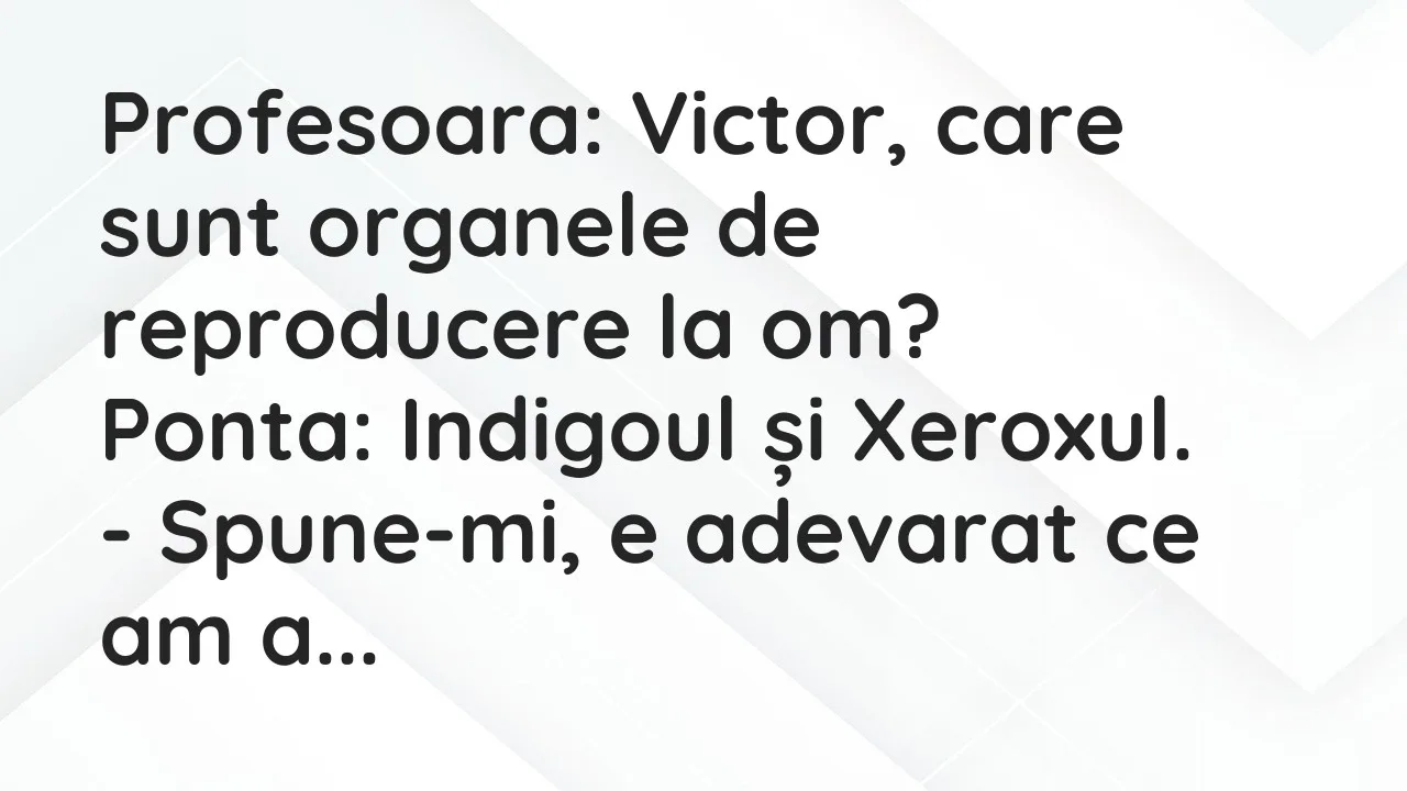 Banc: Profesoara: Victor, care sunt organele de reproducere la om?