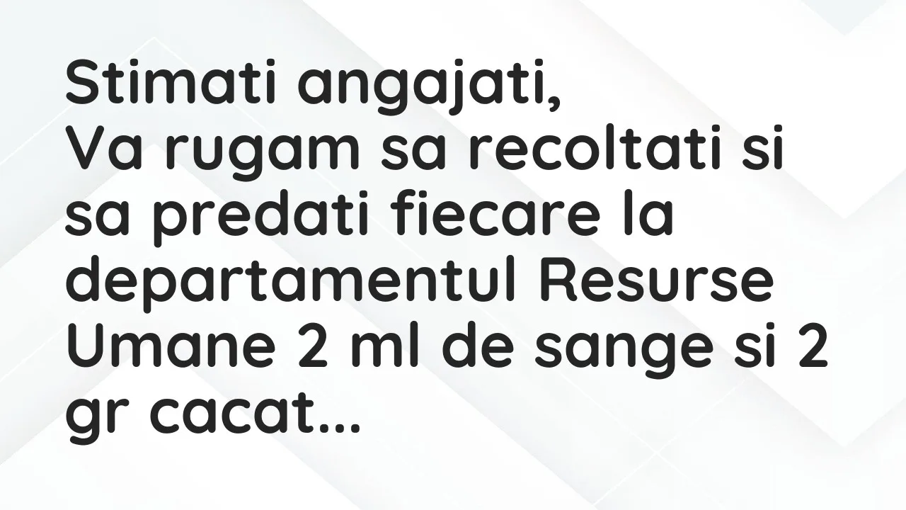 Banc: Stimati angajati…