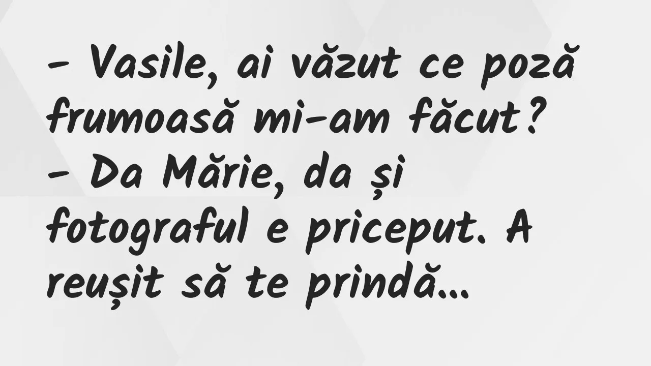Bancuri: Vasile, ai văzut ce poză frumoasă mi-am făcut?