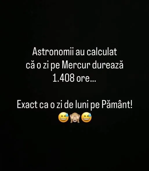 Astronomii au calculat că o zi pe Mercur durează 1.408 ore...