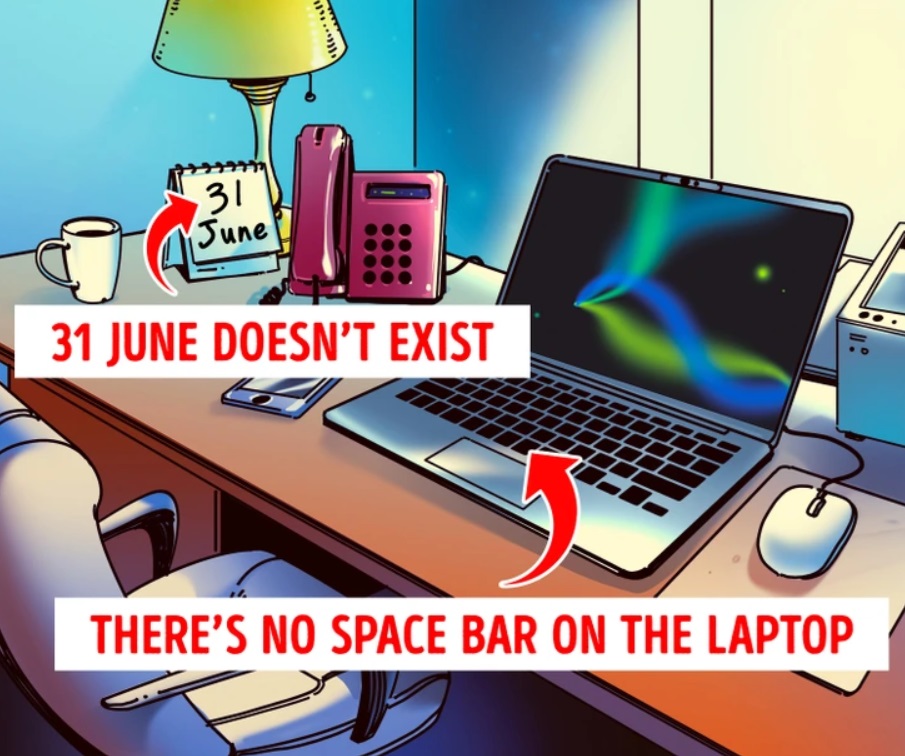 Desk puzzle with two hidden mistakes