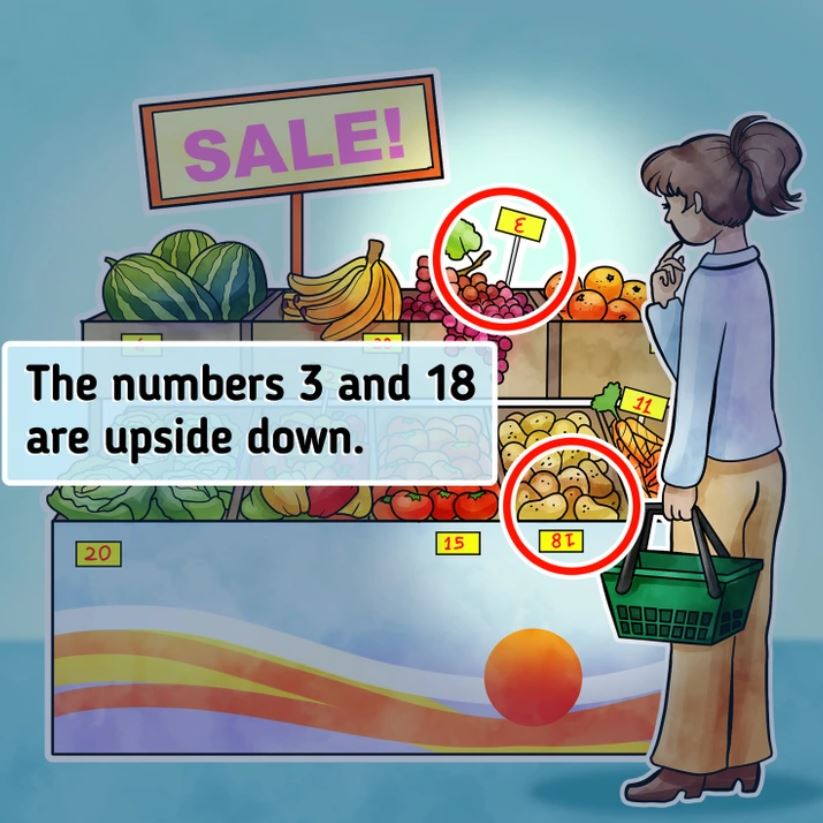 Puzzle solution showing the two mistakes