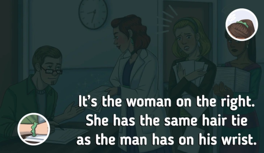 nyomozos-fejtoro-baratno-megoldas | Marie Claire Puzzle solution showing which woman is the man’s girlfriend