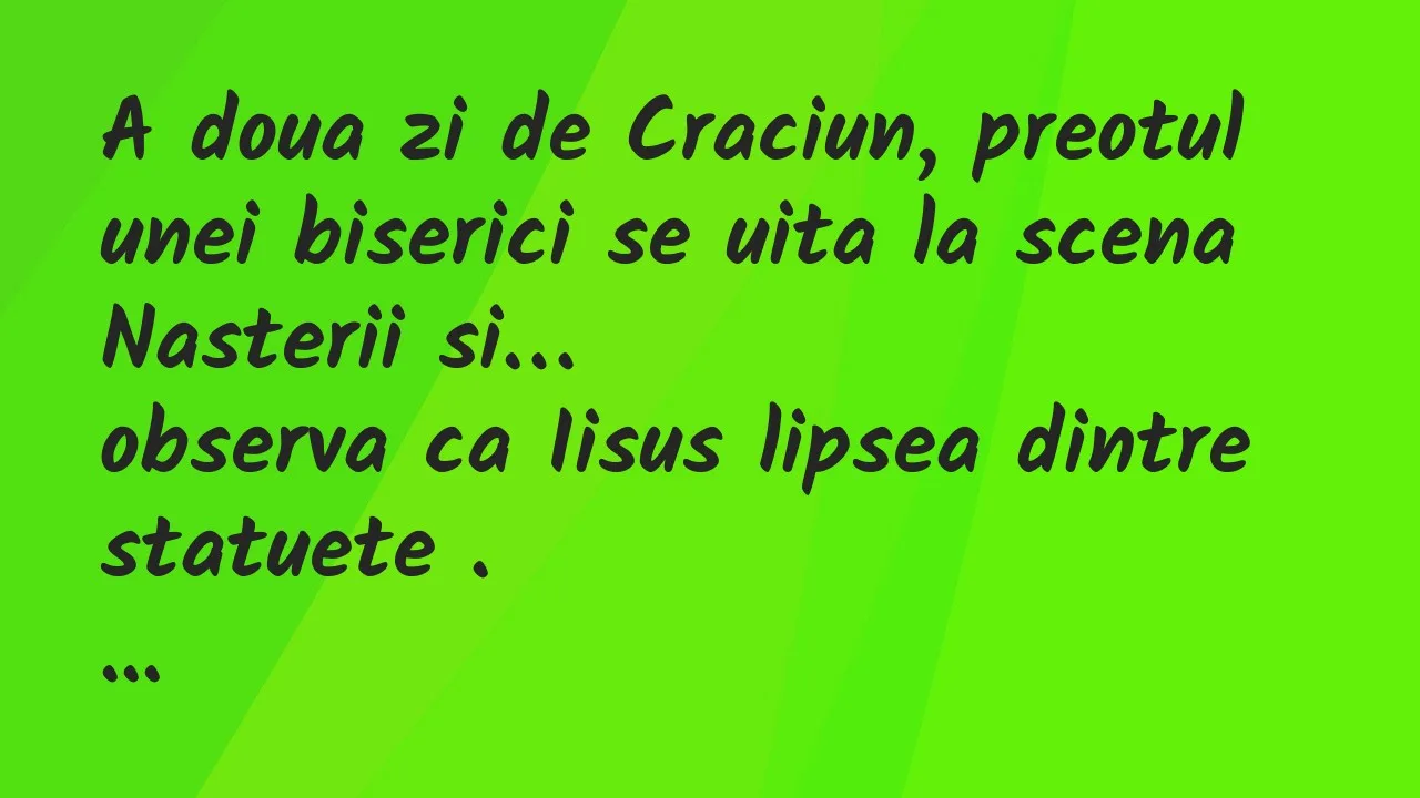 Banc: A doua zi de Craciun, preotul unei biserici se uita la scena Nasterii…